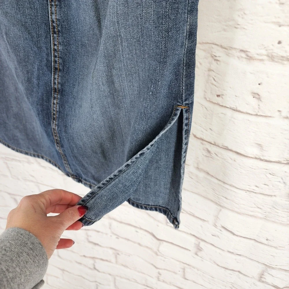 Vintage Y2K Denim Pencil Skirt Brat Fairy Grunge Indie Festival Cowgirl Midi 4‎